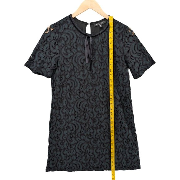 Romeo Juliet Couture Lace Mini Dress Green Black Short Sleeve Lined Size S - Picture 6 of 11